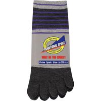 おたふく手袋 S-445アソートマリンボダー カラー 5本指 3P　1組(3足)（直送品）