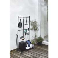 山崎実業 ベランダ収納&掃除道具収納ラック キャスター付き タワー 幅725×奥行350×高さ1410mm ブラック 774347 1個（直送品）