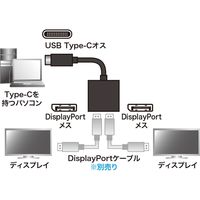 サンワサプライ USB TypeC MSTハブ (DisplayPort Altモード) AD-ALCMST2DP 1個（直送品）