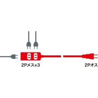 延長コード 電源タップ 3m 2P（ピン） 3個口 ホワイト TAP-EX34-3WN サンワサプライ 1個
