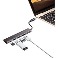 サンワサプライ USB Type-C 3ポート スリムハブ(microSDカードリーダー付き) USB-3TCHC17S 1個（直送品）