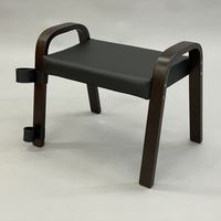 エイ・アイ・エス 曲げ木スツール スタッキング 杖ホルダー付き ロータイプ ブラック/ダークブラウン 1セット(4脚入)（直送品）