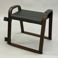 エイ・アイ・エス 曲げ木スツール スタッキング 杖ホルダー付き ハイタイプ ブラック/ダークブラウン 1セット(4脚入)（直送品）