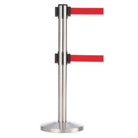 アスプルンド ベルトポールパーティション ダブルベルト スタンダード シルバーベース ベルト：レッド 1セット（4台（3梱包））