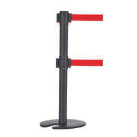 アスプルンド ベルトポールパーティション ダブルベルト スタッキング ブラックベース ベルト：レッド 1セット（8台（6梱包））