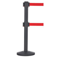 アスプルンド ベルトポールパーティション ダブルベルト スタンダード ブラックベース ベルト：レッド 1セット（8台（6梱包））