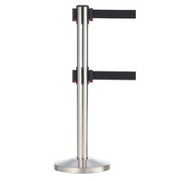 アスプルンド ベルトポールパーティション ダブルベルト スタンダード シルバーベース ベルト：ブラック 1セット（4台（3梱包））