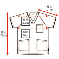 【アウトレット】PROFESSOR'S ROUND スクラブ 上衣 (ワイン)LL ASK-SC-J01 1枚　スクラブ