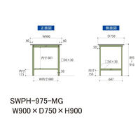 【車上渡し】山金工業 ワークテーブル 耐荷重300kg 固定式 ポリエステル天板 幅900×奥行750×高さ900mm 木目×グリーン 1台（直送品）