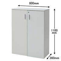 YAMAZEN（山善） 木製シェルフ（本棚 書棚） 3段 両開き（鍵付き・シリンダー錠） ホワイト 幅800×奥行360×高さ1100ｍｍ 1台（直送品）