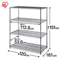 組立設置込アイリスオーヤマ　メタルラック　ポール直径25mm　耐荷重300kg　幅1200×奥行610×高さ1510mm　MR-1215DJK　取寄品（取寄品）