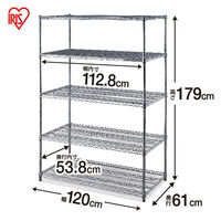 アイリスオーヤマ　メタルラック　ポール直径25mm　耐荷重300kg　幅1200×奥行610×高さ1785mm　MR-1218DJK（取寄品）