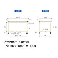 【車上渡し】山金工業 ワークテーブル 耐荷重160kg 移動式 ポリエステル天板  幅1500×奥行900×高900mm 木目柄×IV 1台（直送品）
