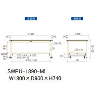 【車上渡し】山金工業 ワークテーブル 耐荷重300kg ワンタッチ移動式 ポリ天板 幅1800×奥行900×高740mm 木目柄×IV 1台（直送品）