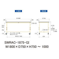 【車上渡し】山金工業 ワークテーブル 耐荷重200kg 移動式 塩ビ天板 幅1800×奥行750×高1000mm グリーン×IV 1台（直送品）
