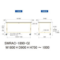 【車上渡し】山金工業 ワークテーブル 耐荷重200kg 移動式 塩ビ天板 幅1800×奥行900×高1000mm グリーン×IV 1台（直送品）