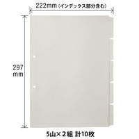 プラス たすけあ 無地IDX 5山×2 GY 98081 1袋(10組入) インデックス ファイル 介護 A4 見出し ポリプロピレン製