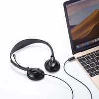Type-C接続/マイク搭載/1.8m/USB TypeC ヘッドセット MM-HSTC02BK 1個 サンワサプライ