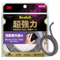 スリーエム(3M) スコッチ 超強力両面テープ プレミアゴールド 自動車内装用 幅15mm×長さ4m 1セット（5巻：1巻×5） SCR-15R