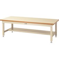 【車上渡し】山金工業 スーパー ワークテーブル 耐荷重3t 半面棚板 メラミン天板 幅1200×奥行750×高600mm IV×GRN 1台（直送品）