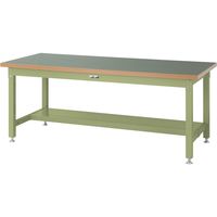 【車上渡し】山金工業 スーパー ワークテーブル 耐荷重3t 半面棚板 塩ビ天板 幅1200×奥行750×高740mm グリーン×IV 1台（直送品）