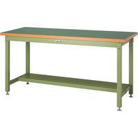 【車上渡し】山金工業 スーパー ワークテーブル 耐荷重3t 半面棚板 塩ビ天板 幅1800×奥行900×高900mm グリーン×IV 1台（直送品）