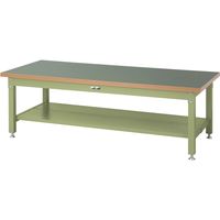 【車上渡し】山金工業 スーパー ワークテーブル 耐荷重3t 全面棚板 塩ビ天板 幅1800×奥行750×高600mm グリーン×IV 1台（直送品）