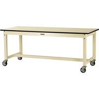 【車上渡し】山金工業 800シリーズ ワークテーブル 移動式 メラミン天板 幅1200×奥行600×高さ740mm 木目×アイボリー 1台（直送品）