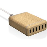 エレコム 電源タップ/卓上タイプ/USBポート/Aメス×6ポート/おまかせ充電対応/60W/オーク EC-ACD01O 1個