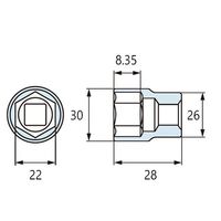 エスコ 1/2”DRx22mm ショートソケット EA617DS-22 1セット(10個)（直送品）