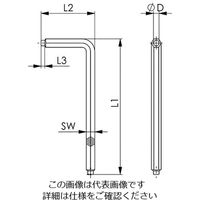 エスコ 3x 63mm パイロットリセス付ボルト用六角棒レンチ EA573GR-3 1セット(30本)（直送品）