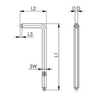 エスコ 4x 70mm パイロットリセス付ボルト用六角棒レンチ EA573GR-4 1セット(30本)（直送品）