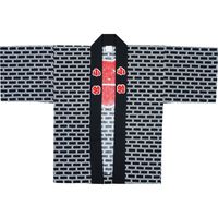 【和装小物・祭り用品】東京いろは 子供用半天 総レンガ柄 黒 3号サイズ 帯付き 2208287009 1着（直送品）