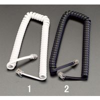 エスコ 受話器用カールコード(クロス結線/黒) EA764CC-2 1セット(10個)（直送品）