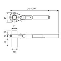 エスコ 19x24mm/245ー300mm 本管用ラチェットレンチ(伸縮) EA546Z-41 1丁（直送品）