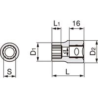 エスコ 1/2”DRx21/32” ソケット(十二角) EA618KK-61 1セット(10個)（直送品）