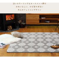 萩原 雪 結晶柄 フランネルジャガードラグ シュシュ 1850×1850mm ベージュ 240624904 1枚（直送品）