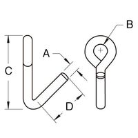 エスコ 87.6mm フック(ステンレス製) EA638FY-12 1セット(10個)（直送品）
