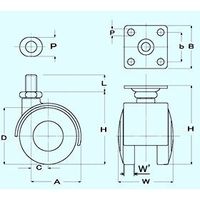 エスコ 50mm キャスター(ツインホイール・ブレーキ付) EA986TD-150 1セット(5個)（直送品）