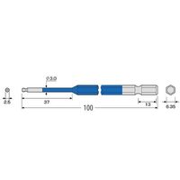 エスコ 2.5x100mm [BallーHexagon]ドライバービット EA611BP-102B 1セット(15個)（直送品）
