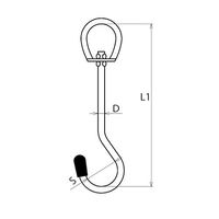 エスコ 4.0x100mm/40mm 回転リングフック(ステンレス製) EA638DX-15 1セット(30本)（直送品）