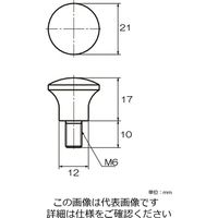 エスコ M6x10mm/φ21mm 雄ねじノブ(フェノール樹脂) EA948B-2 1セット(15個)（直送品）