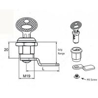 エスコ 20.0mm サイドバーロック(錠付 亜鉛ダイカスト) EA983TN-220 1セット(10個)（直送品）