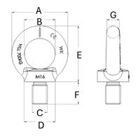 エスコ M18x30mm アイボルト(炭素鋼製) EA638SD-47 1セット(10個)（直送品）
