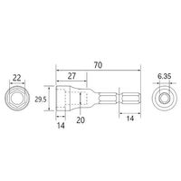 エスコ 22mm 電ドルソケット(ショート) EA612BF-22 1セット(5本)（直送品）