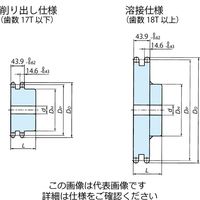 椿本チエイン RS80 スプロケット 2Bタイプ RS80ー2B14TQ 1個（直送品）
