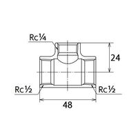 エスコ Rc1/2”x Rc1/4” 異径チーズ(SUS製) EA469AF-304AA 1セット(5個)（直送品）