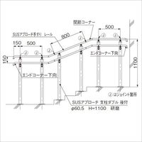 杉田エース SUSアプローチ手すり 34 エンドコーナー L 研磨 456411 1個（直送品）