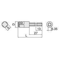 エスコ 1/2”DRx1/4”HEX/54mm インパクトソケットアダプター EA618AX-222 1セット(10個)（直送品）