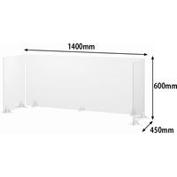 オカムラ 飛沫防止パネルセット コノ字 幅1400×奥行450×高さ600mm クリア 8TFPBN GG57 1セット(3台入)（取寄品）